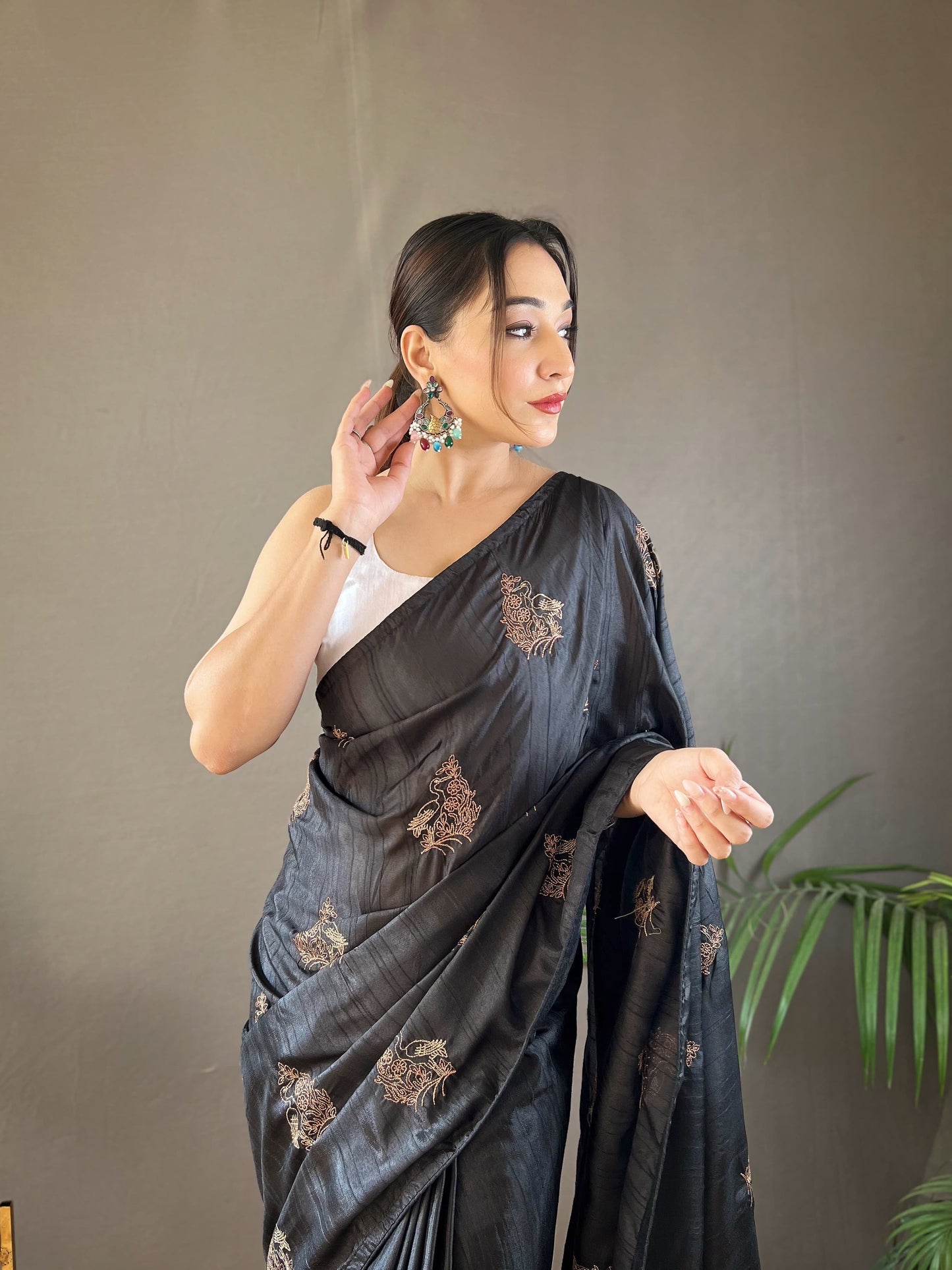 Glorious Jacquard Black Color Saree