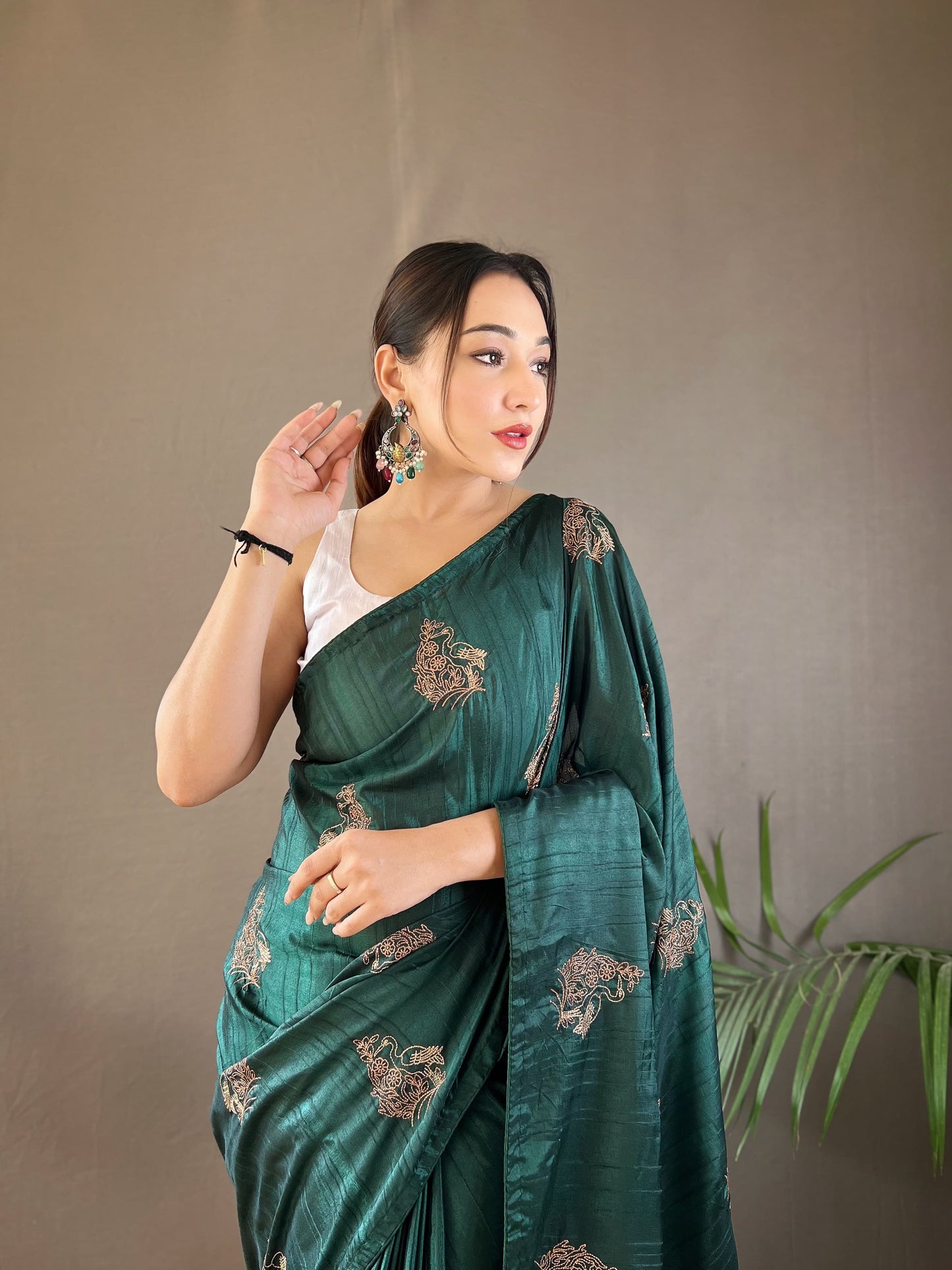 Glorious Jacquard Green Color Saree