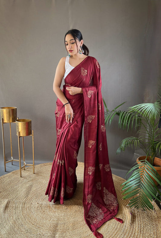 Glorious Jacquard Red Color Saree