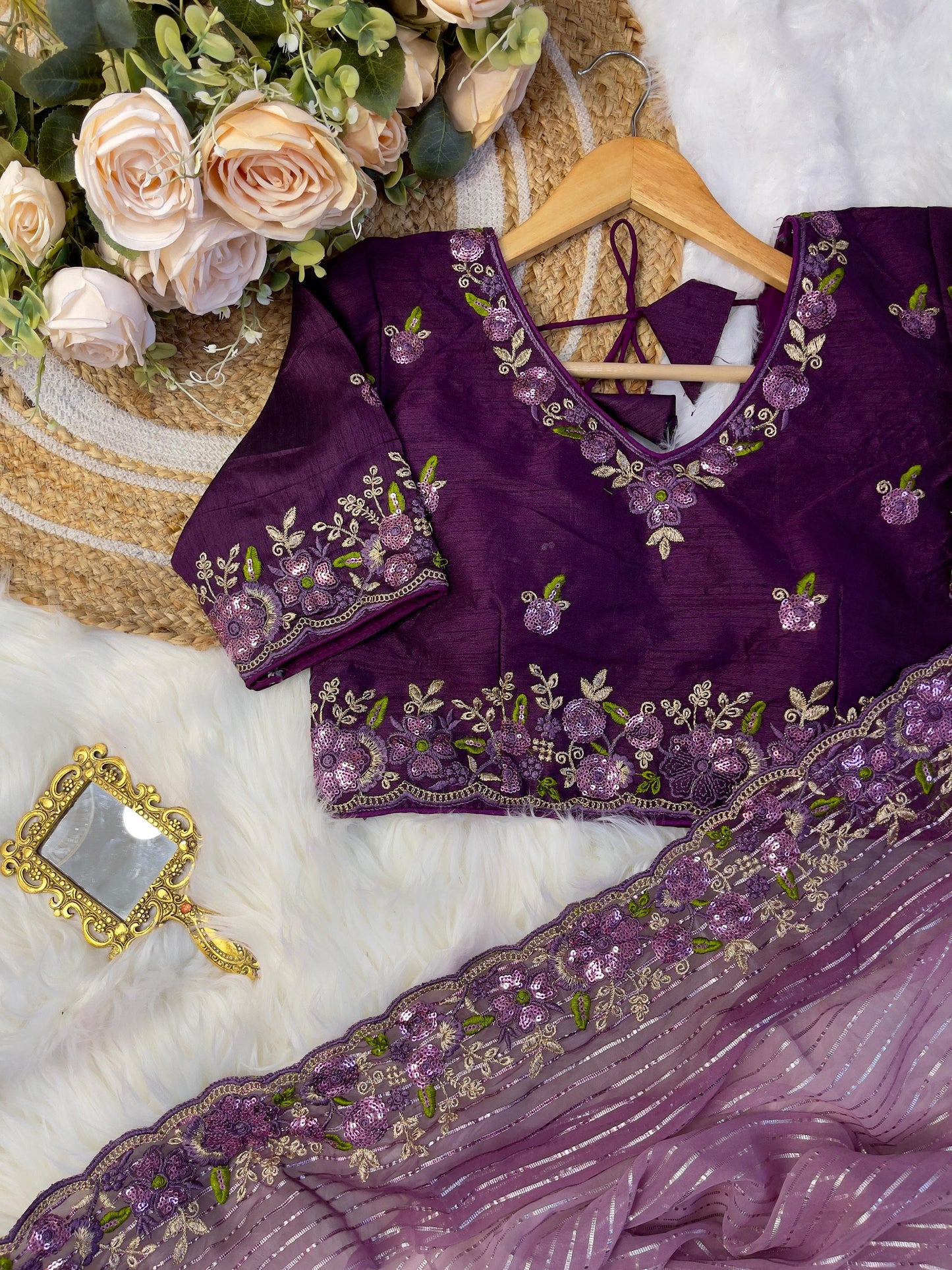 Stunning Georgette Purple Color Saree