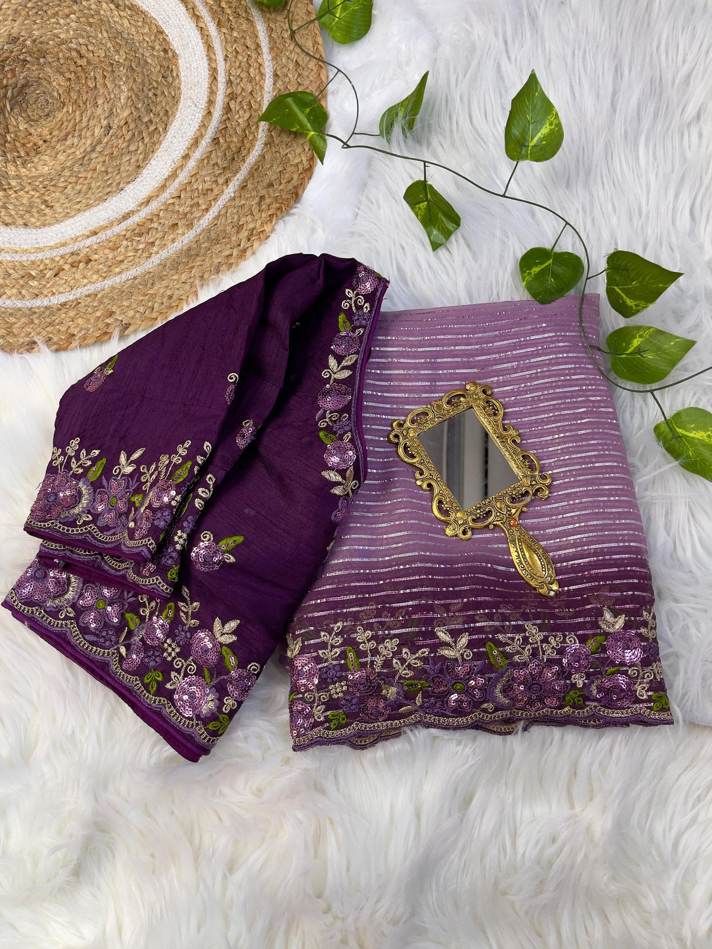 Stunning Georgette Purple Color Saree