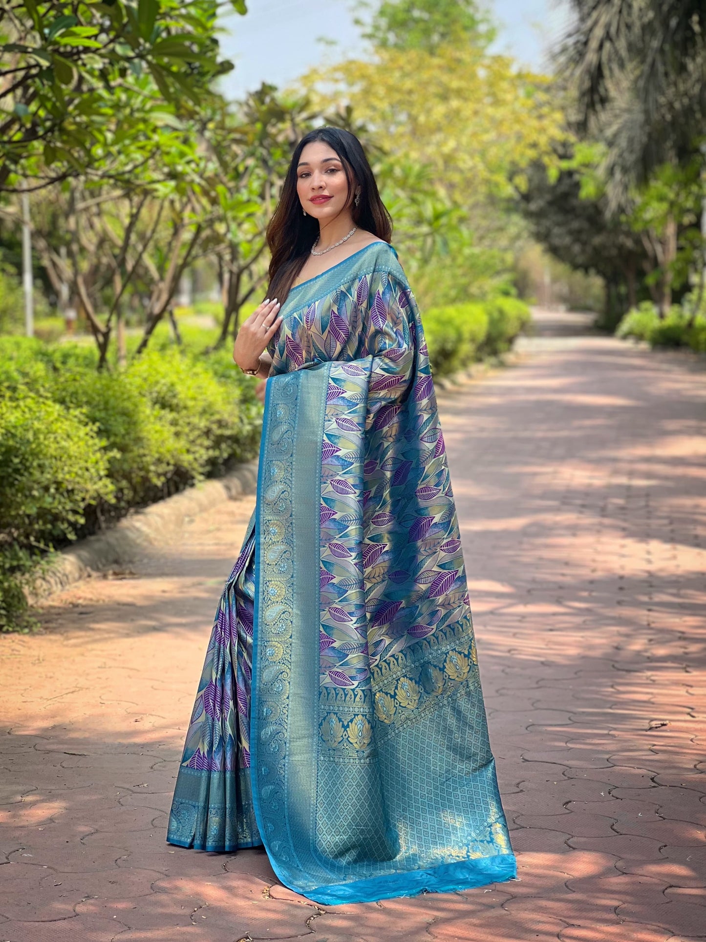 Marvelous Kanchipattu Silk Sky Color Saree