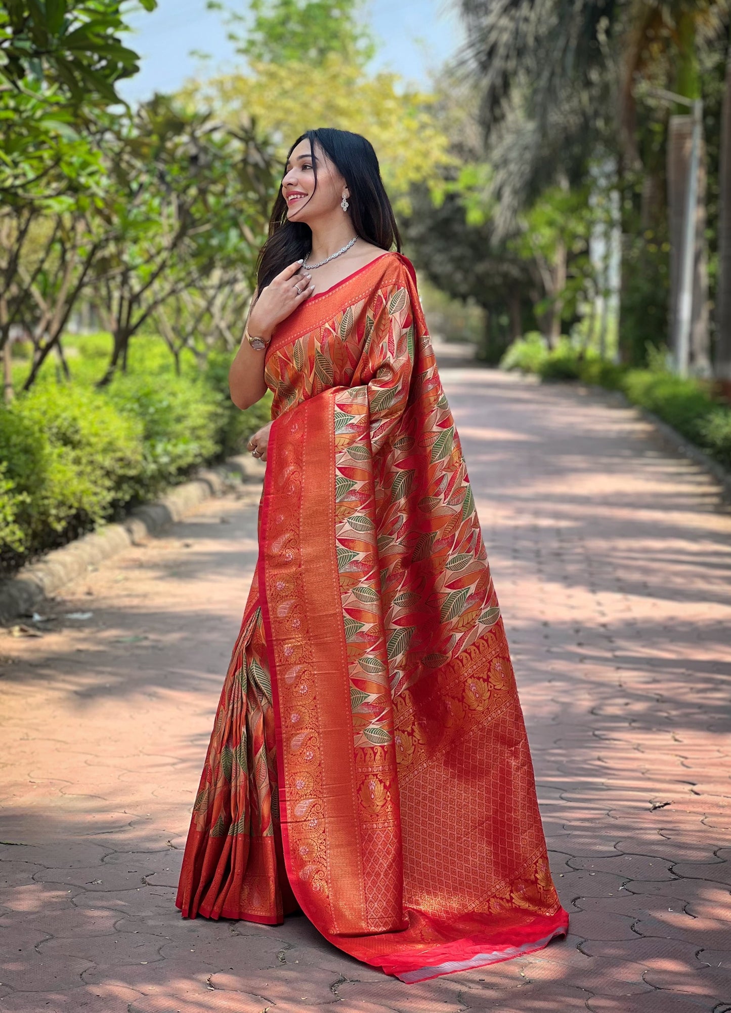 Marvelous Kanchipattu Silk Orange Color Saree