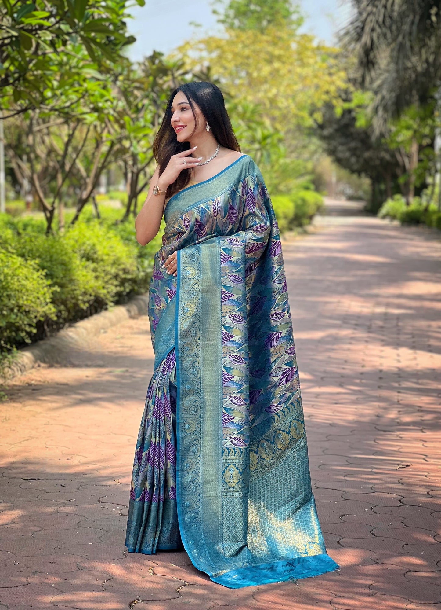 Marvelous Kanchipattu Silk Sky Color Saree