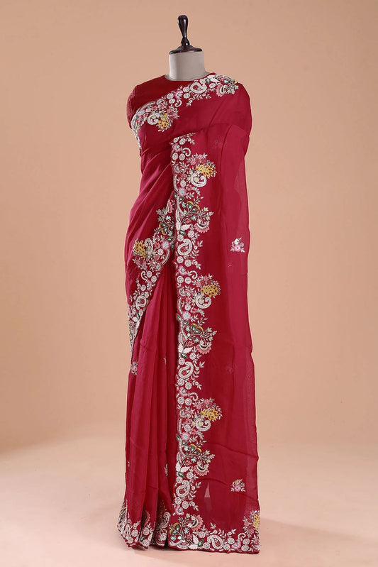 Unique Jimmy Choo Red Color Saree