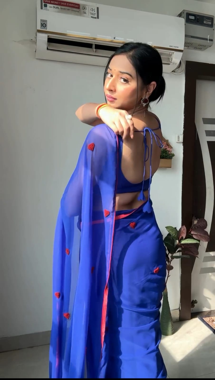 Peaceful Ready To Wear Georgette Blue Color Silk Saree