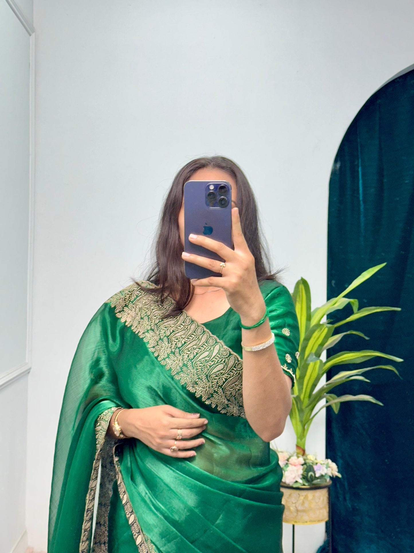 Wonderful Green Color Burbary Silk Saree