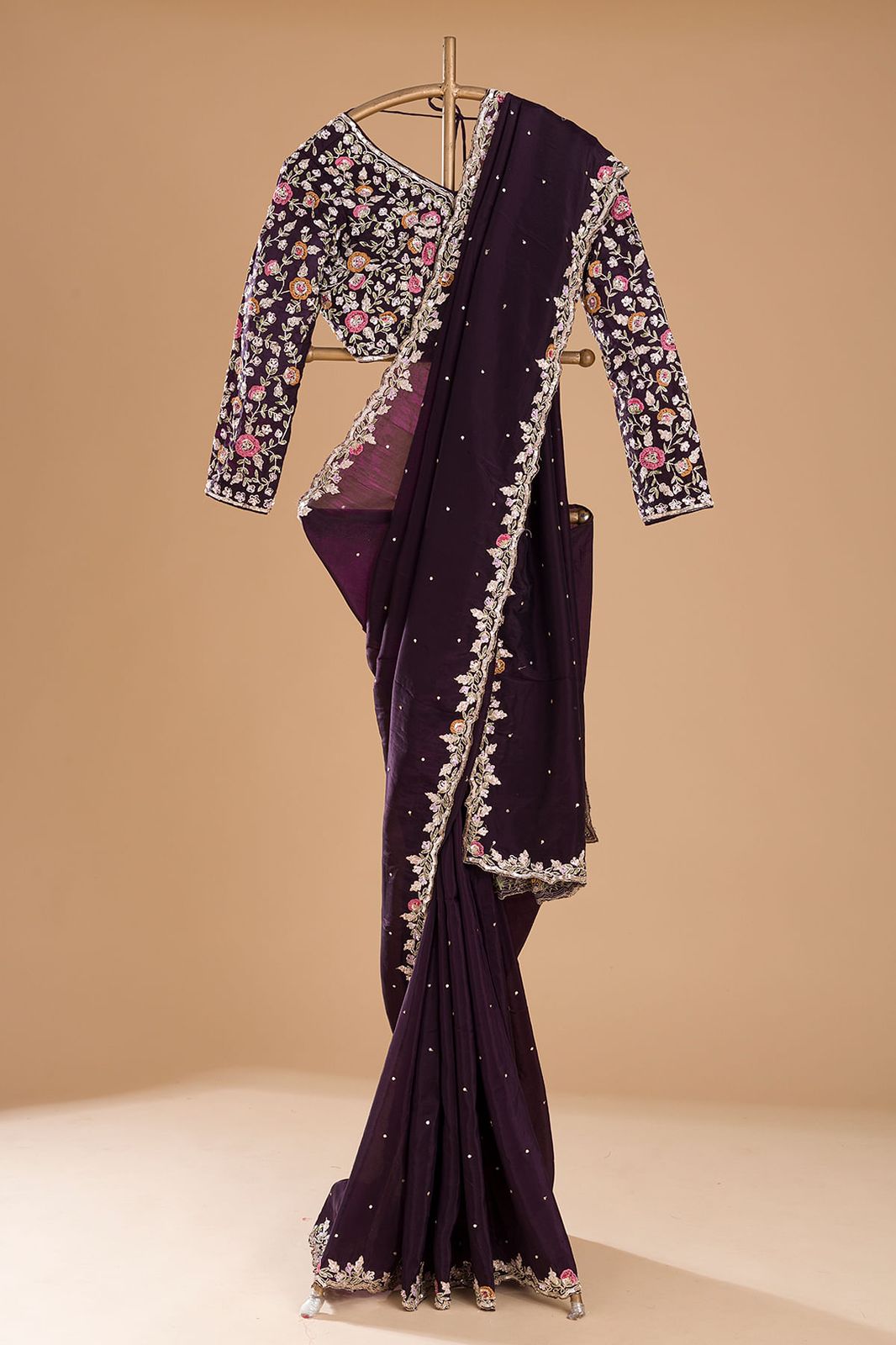 Demanding Jimmy Choo Wine Color Saree