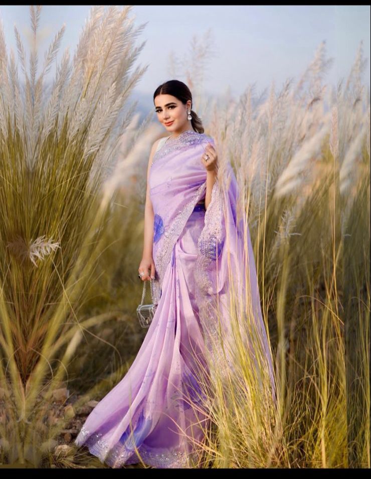 Imposing Organza Silk Purple Color Saree