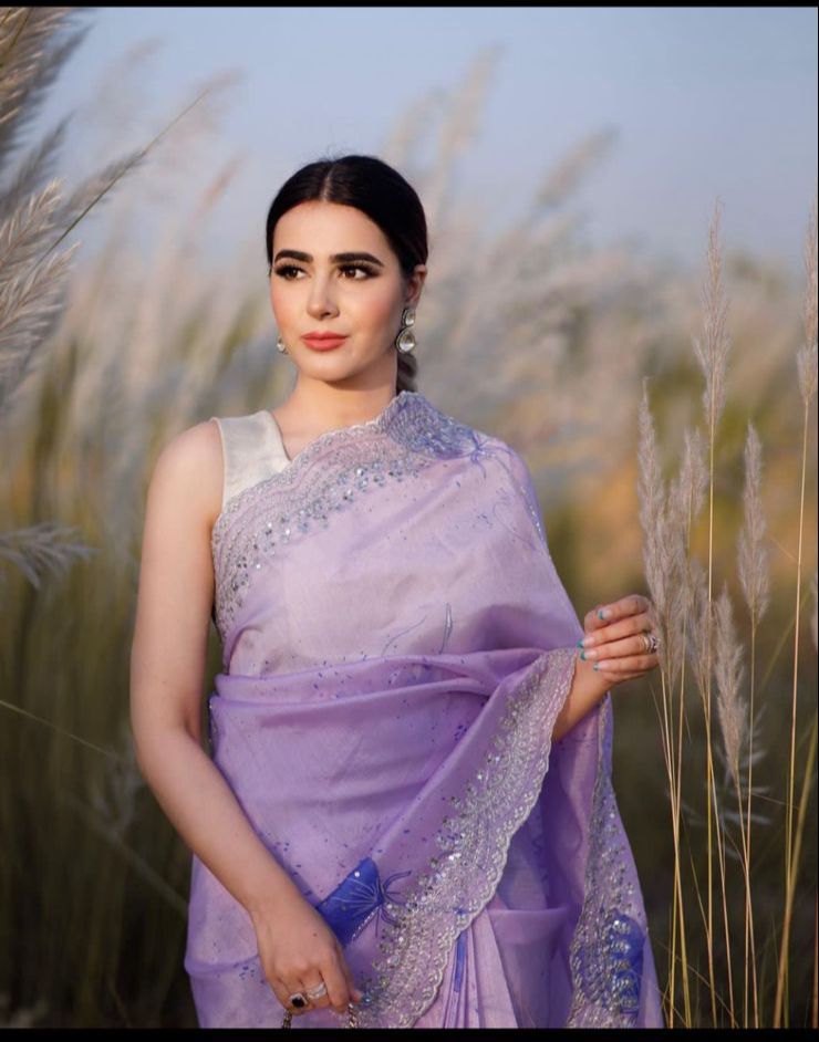 Imposing Organza Silk Purple Color Saree