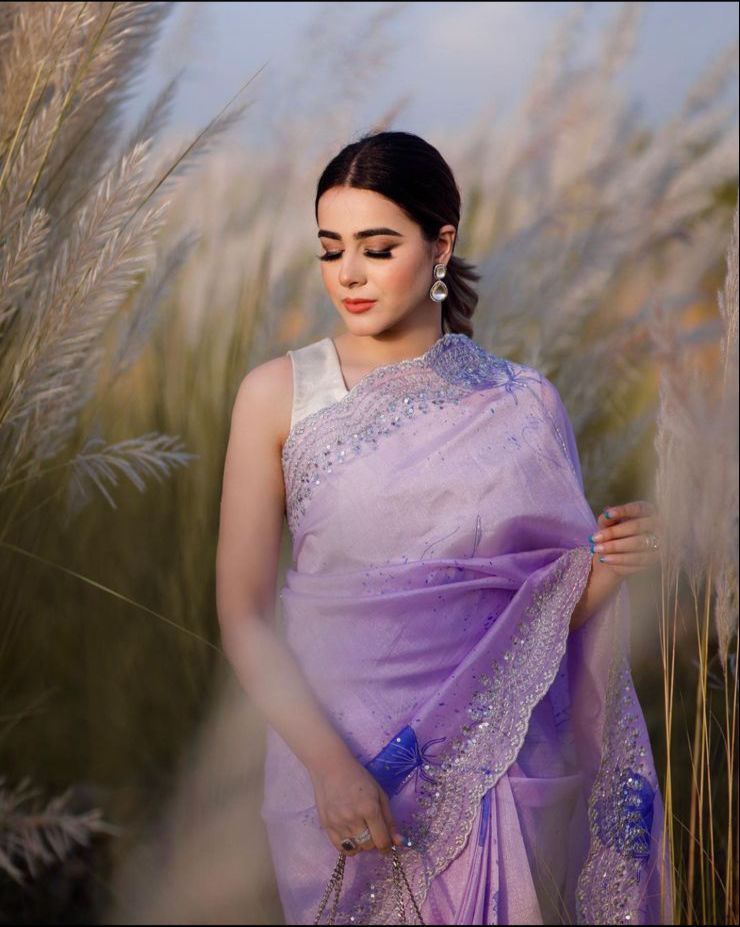 Imposing Organza Silk Purple Color Saree