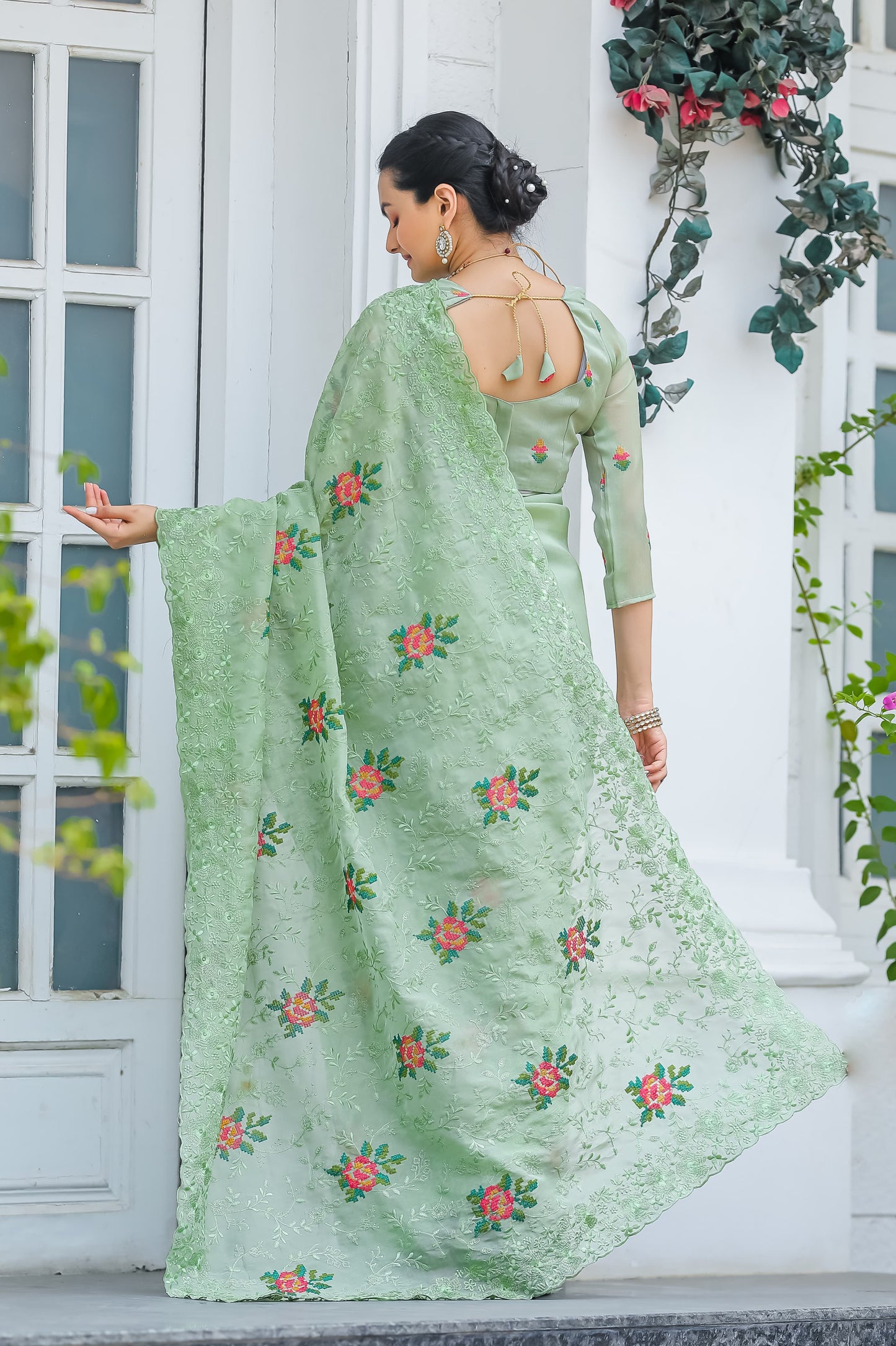 Imposing Green Color Chiffon Silk Saree