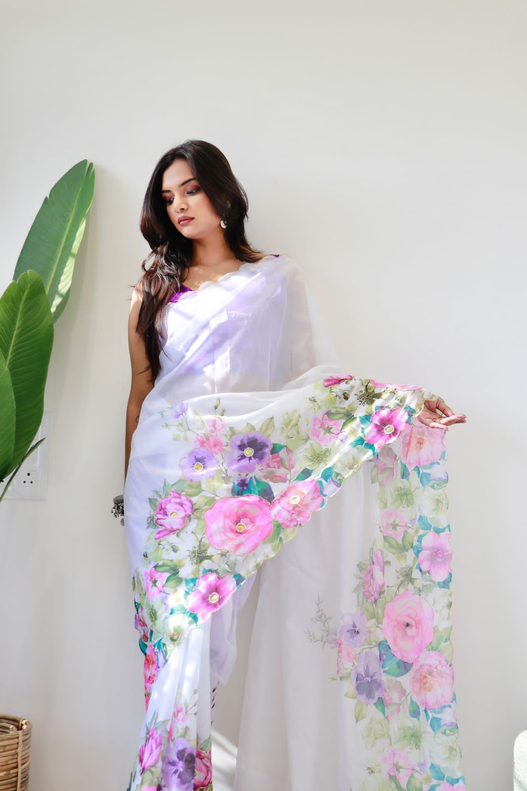 Shining Teby Silk Off White Color Saree