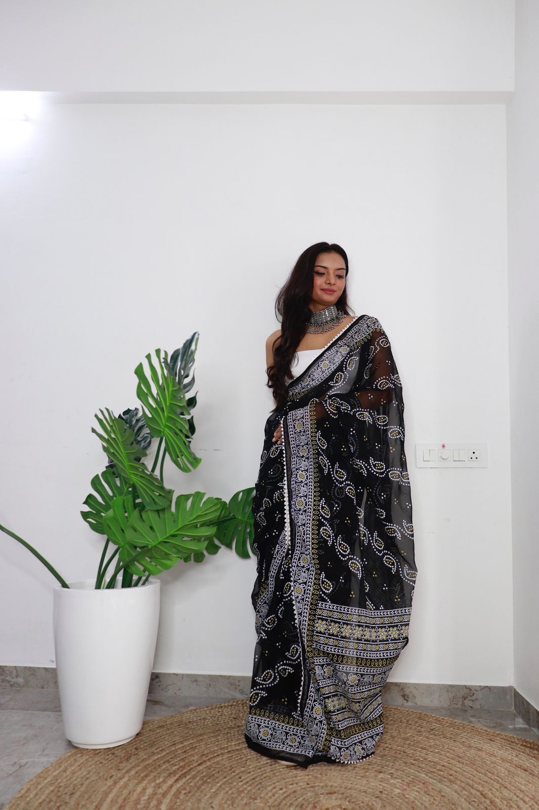 Exotic Chiffon Silk Black Color Saree