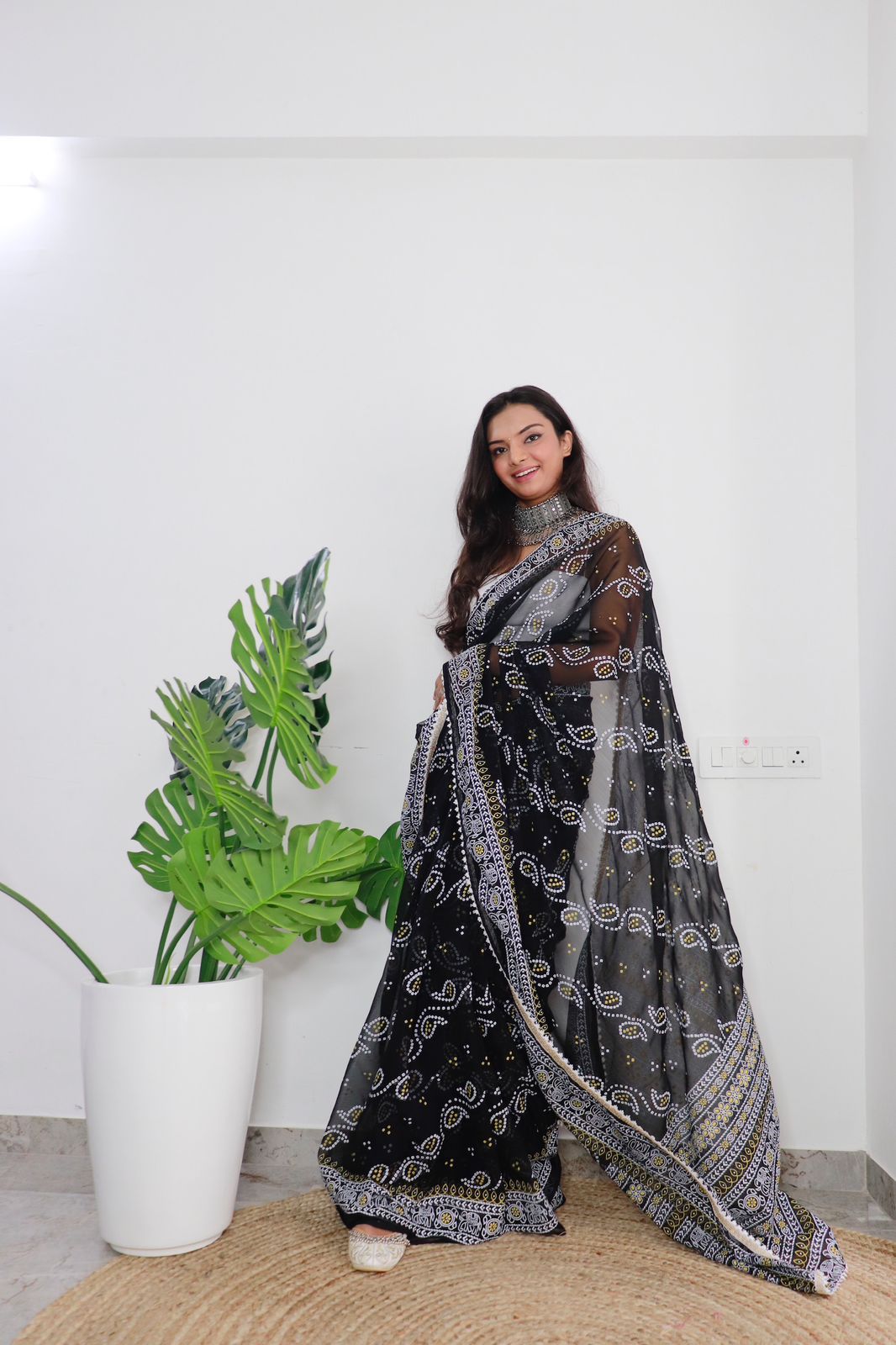 Exotic Chiffon Silk Black Color Saree