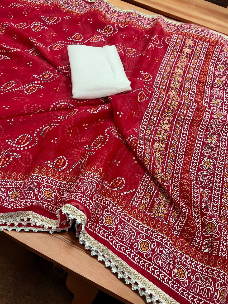 Exotic Chiffon Silk Red Color Saree