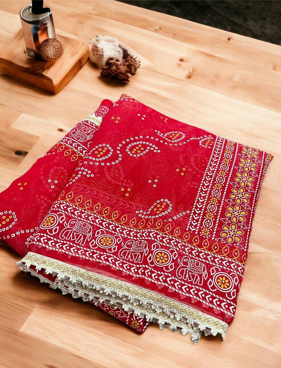 Exotic Chiffon Silk Red Color Saree