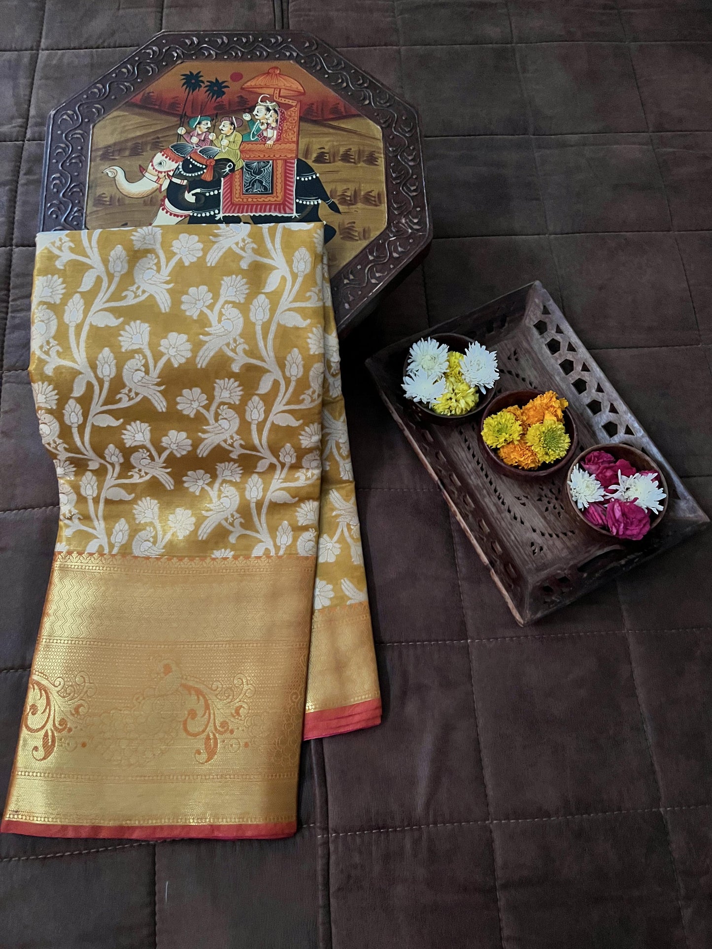 Glimmering Kanjivaram Silk Yellow Color Saree