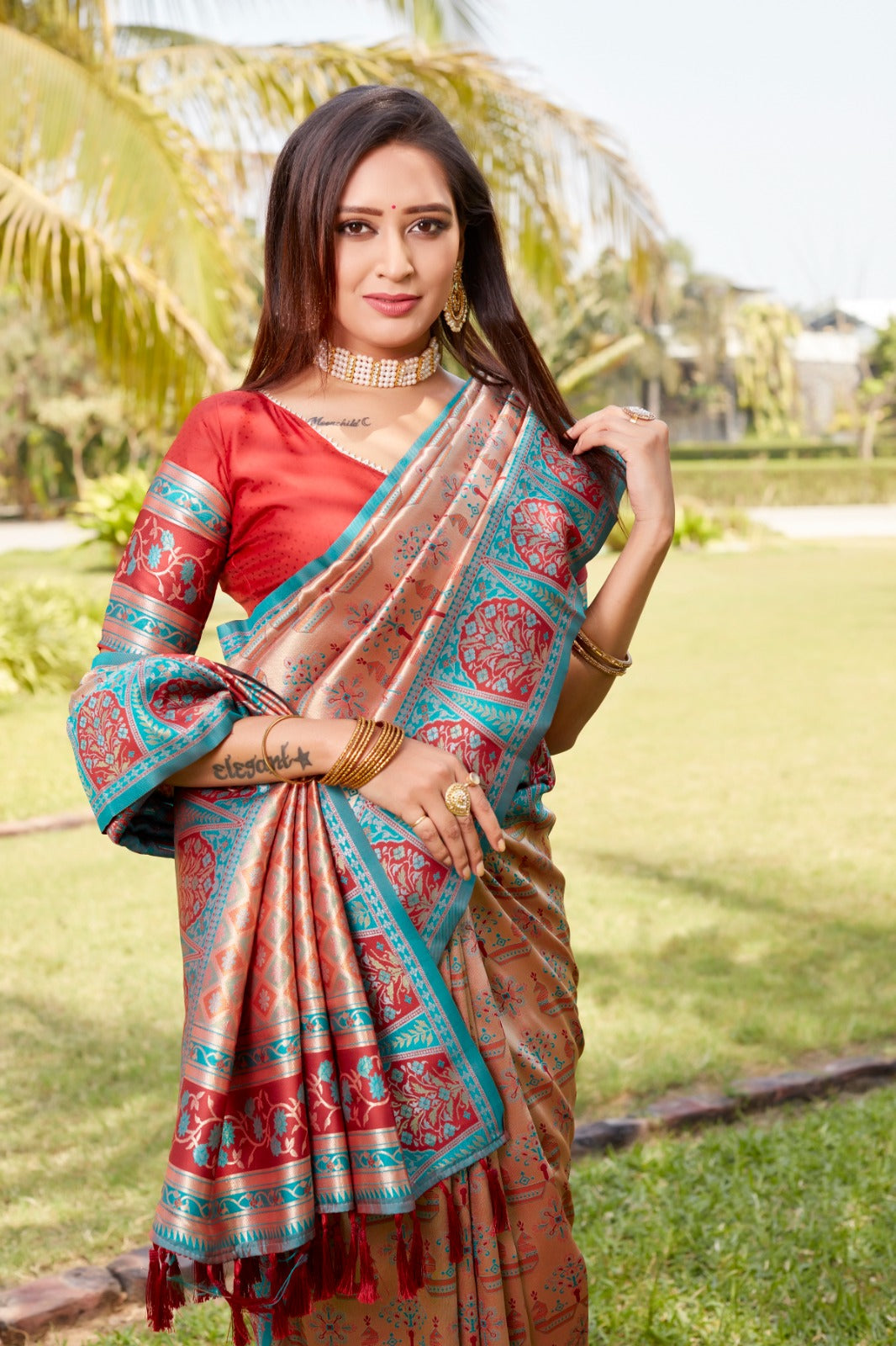 Glorious Kanjivaram Silk Sky Color Saree