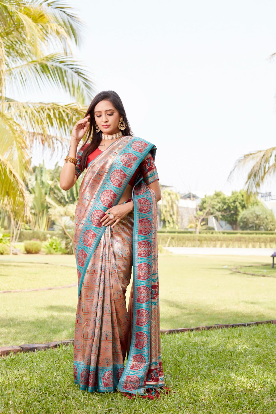 Glorious Kanjivaram Silk Sky Color Saree