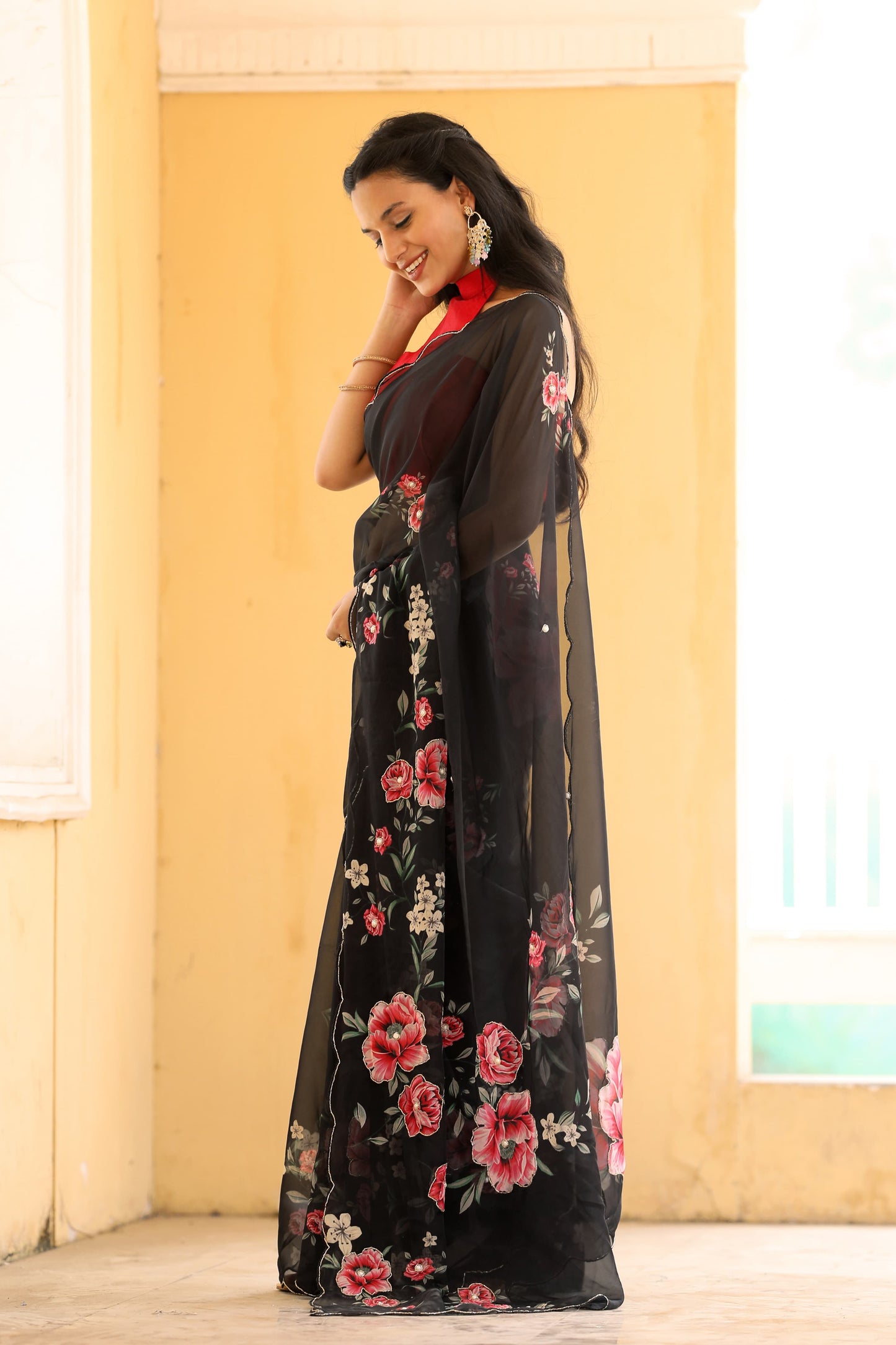 Demanding Organza Black Color Saree