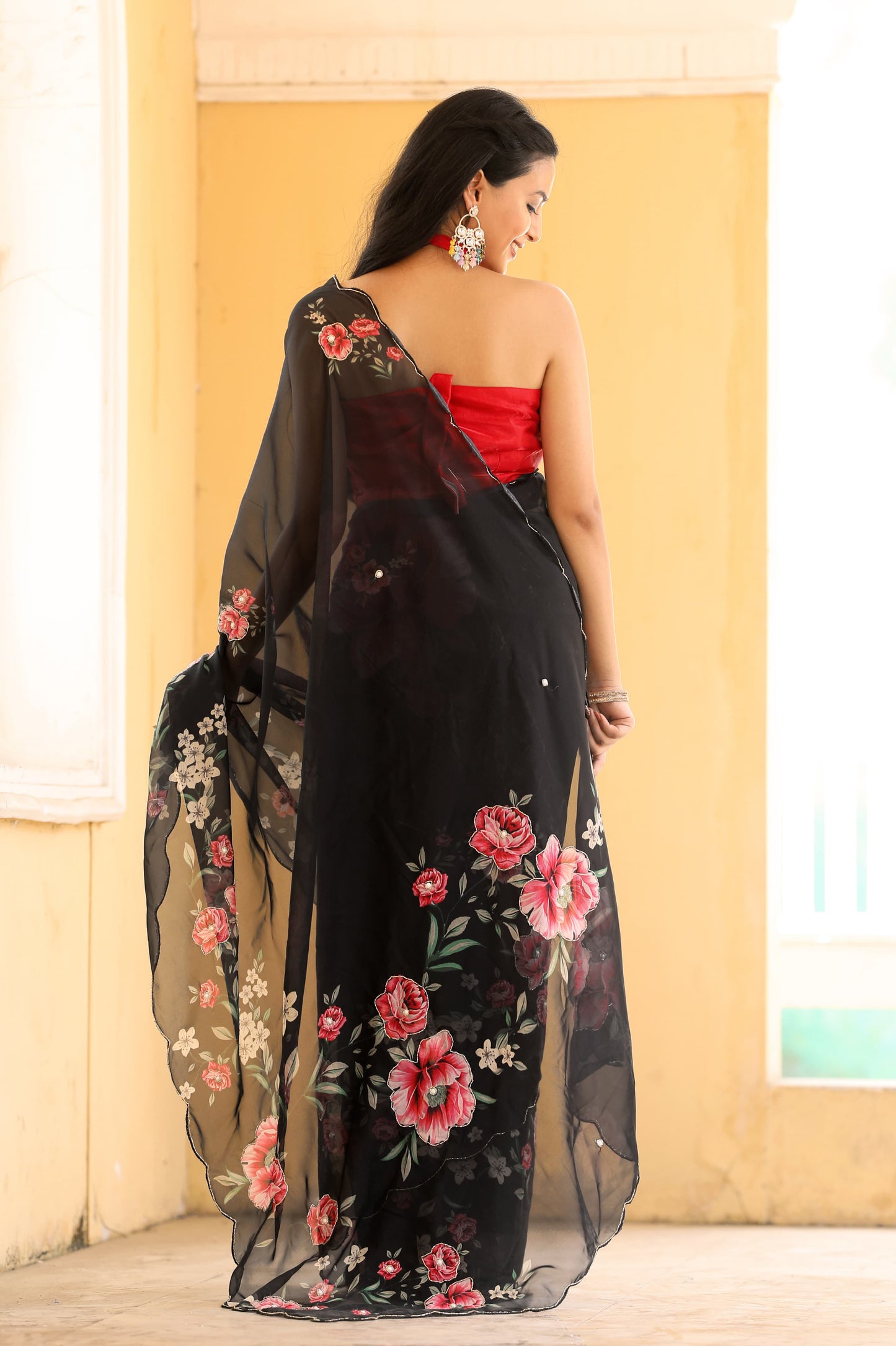 Demanding Organza Black Color Saree