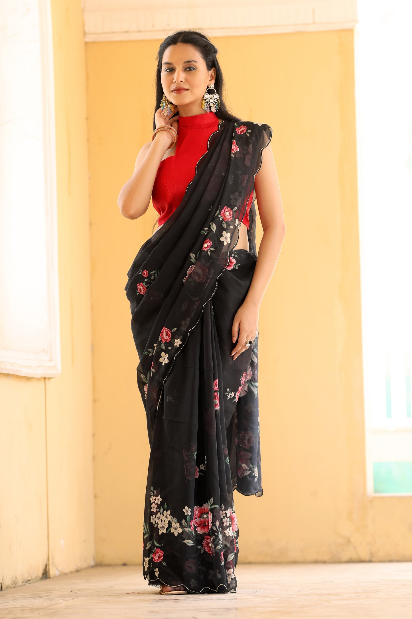 Demanding Organza Black Color Saree