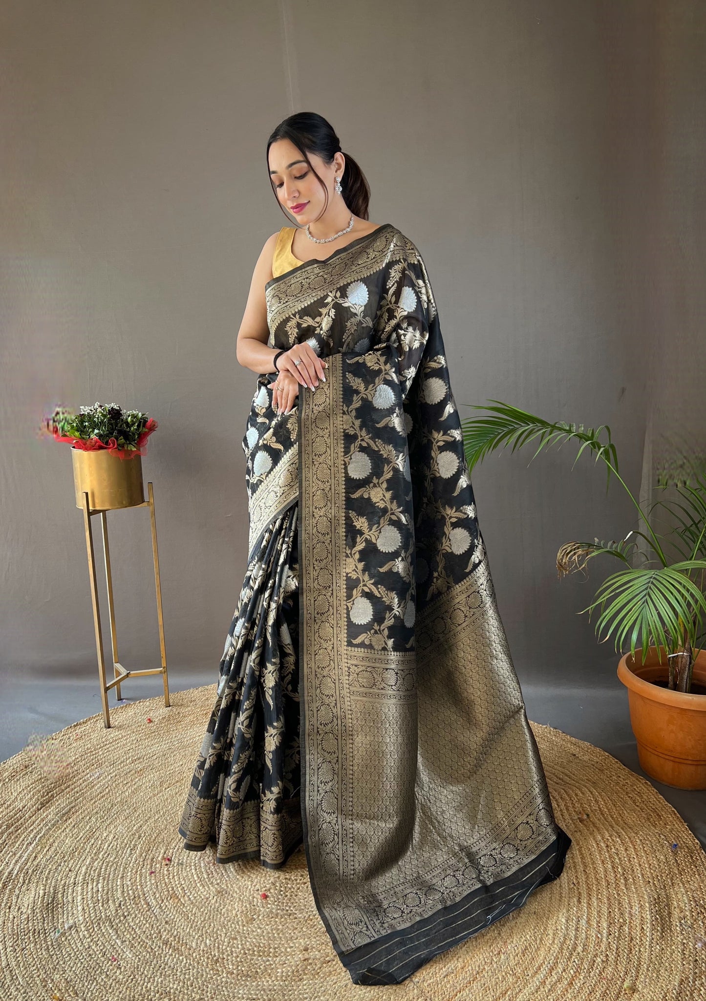 Demanding Cotton Black Color Saree