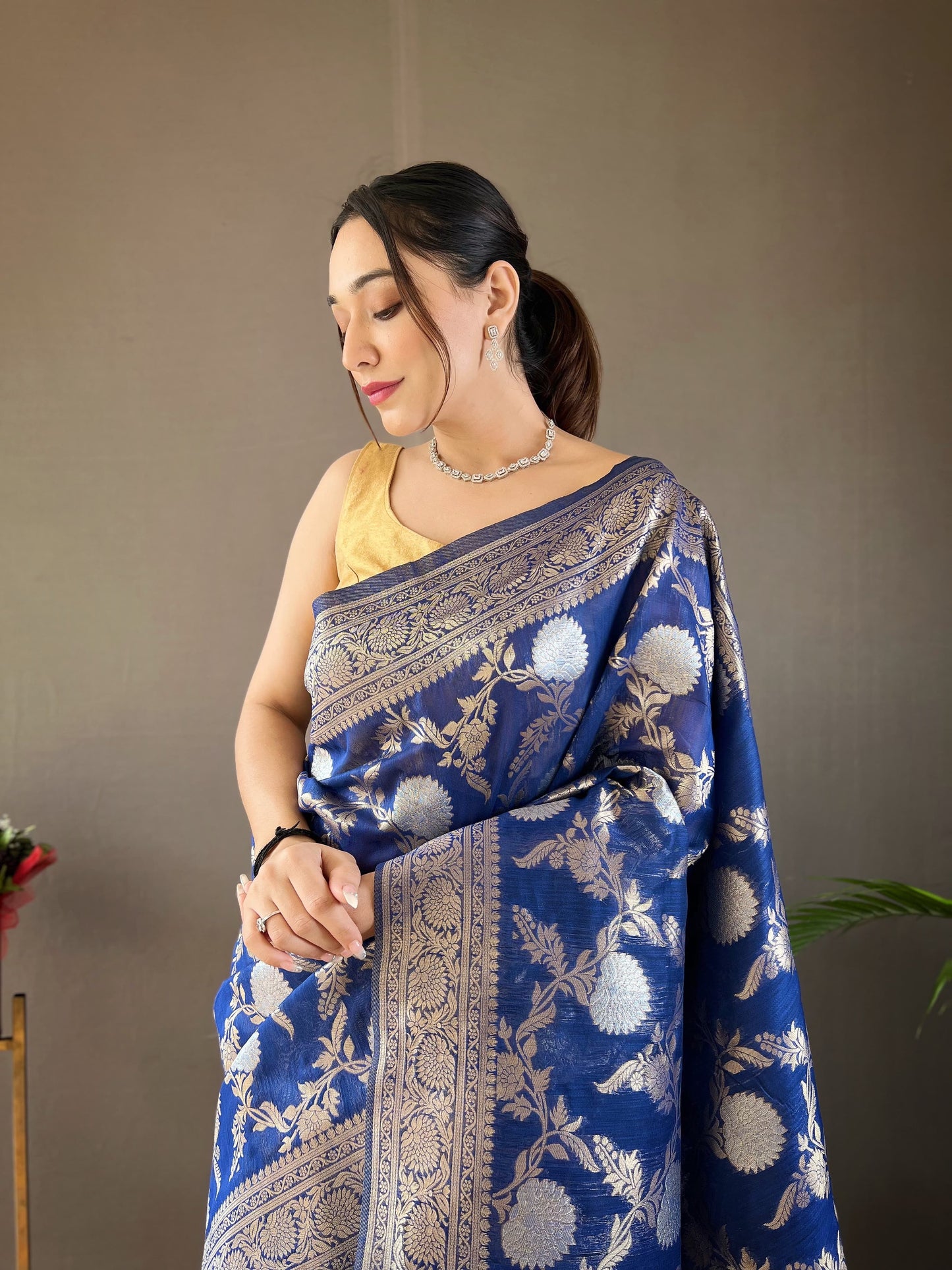 Demanding Cotton Blue Color Saree