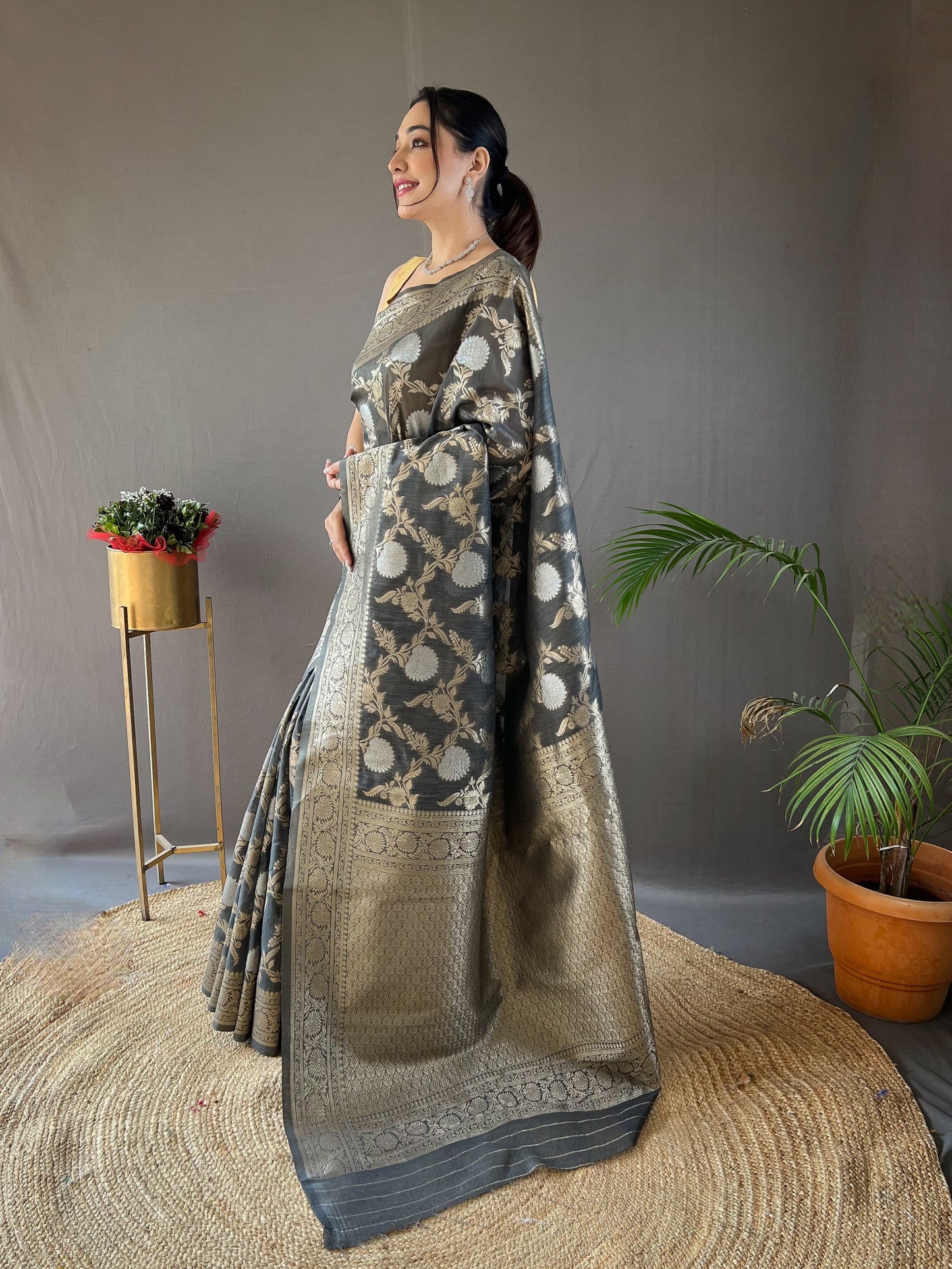 Demanding Cotton Grey Color Saree