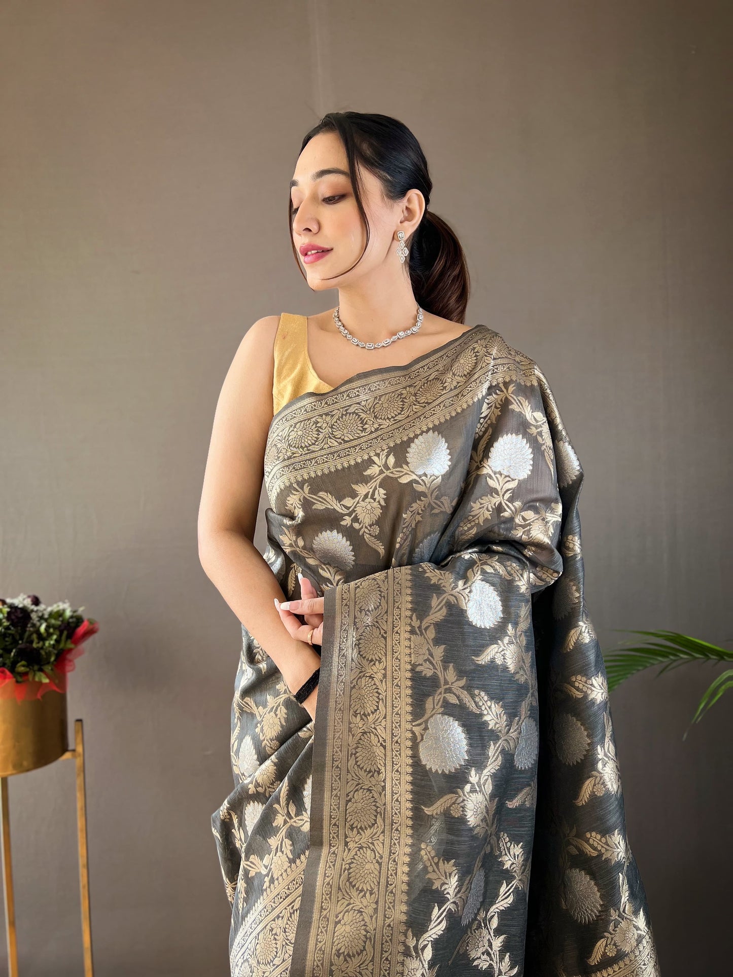 Demanding Cotton Grey Color Saree