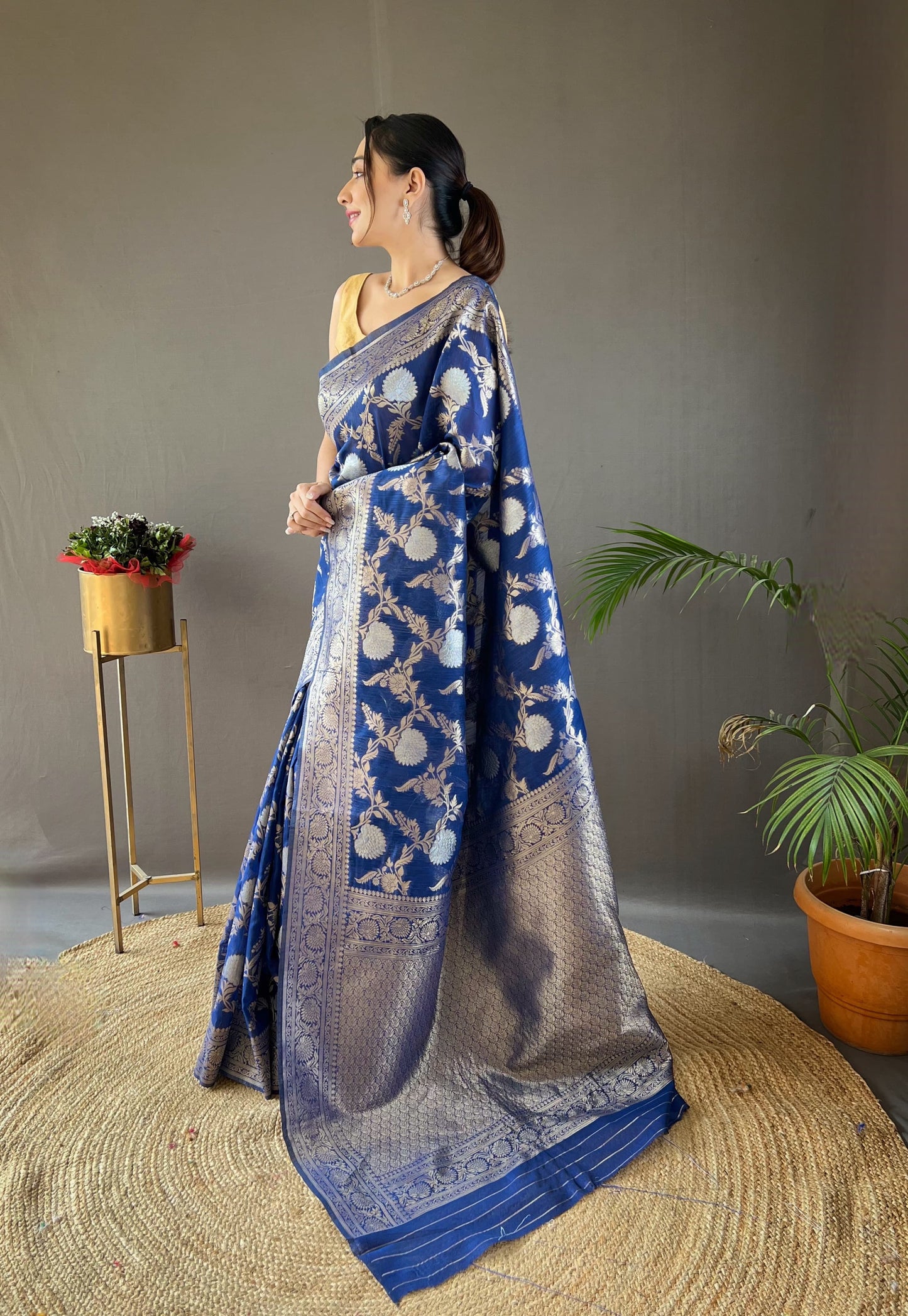 Demanding Cotton Blue Color Saree