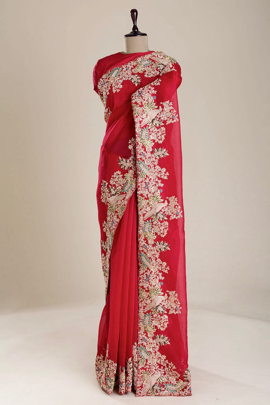 Luxuriant Sequence Red Color Saree