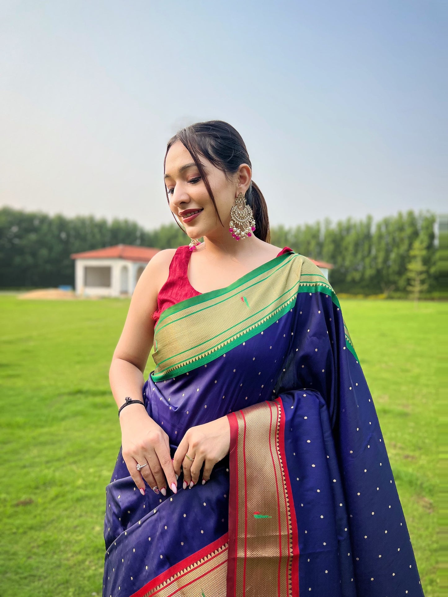 Imposing Cotton Blue Color Saree