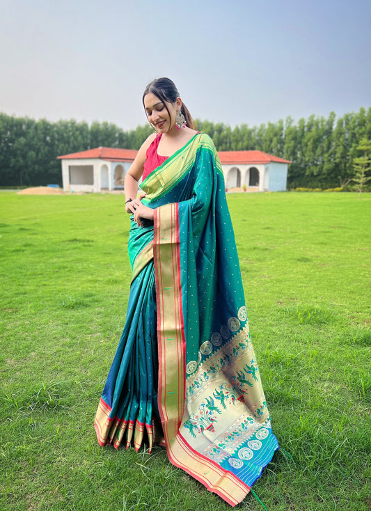 Imposing Cotton Rama Color Saree