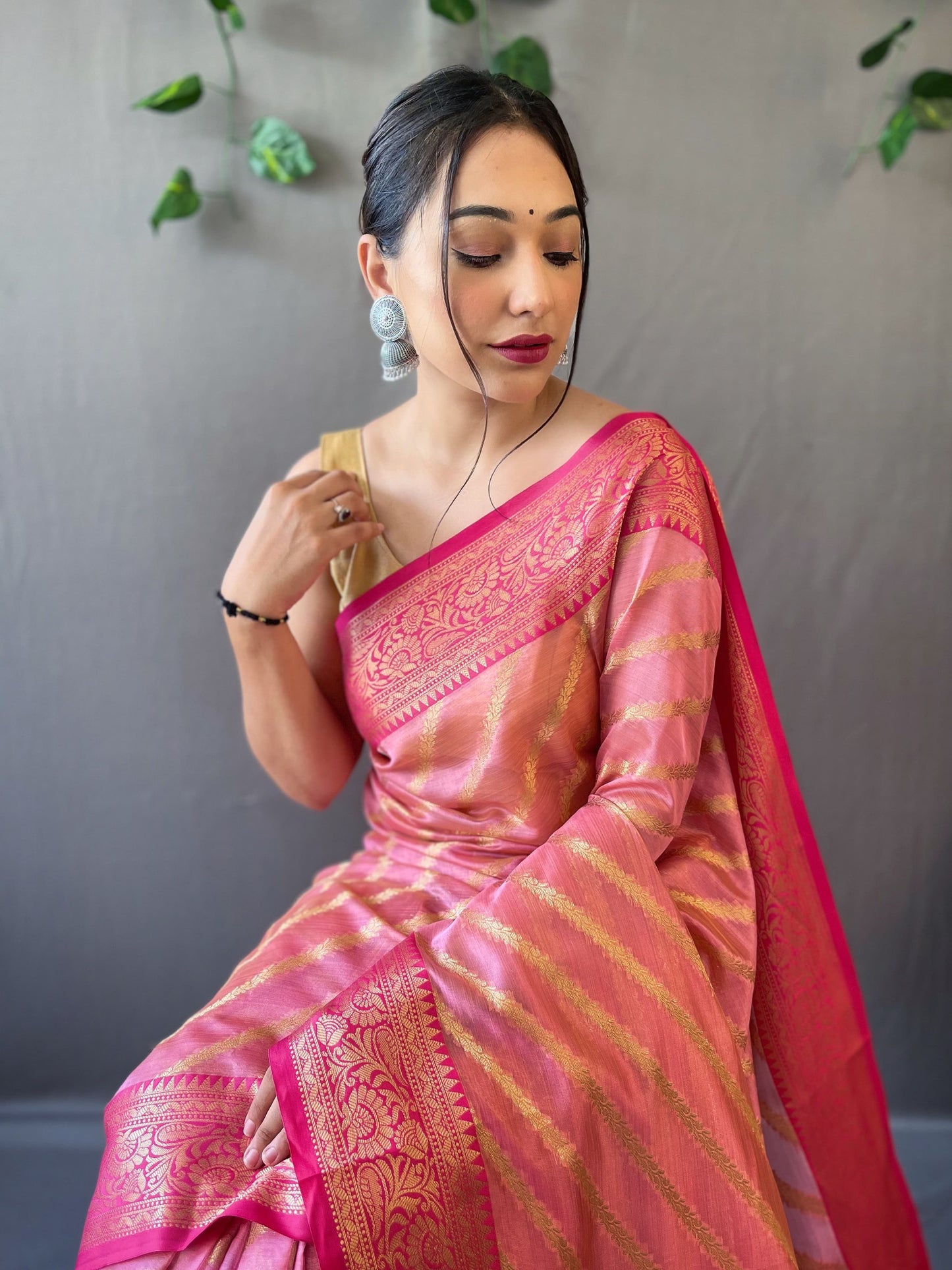 Charming Organza Pink Color Saree