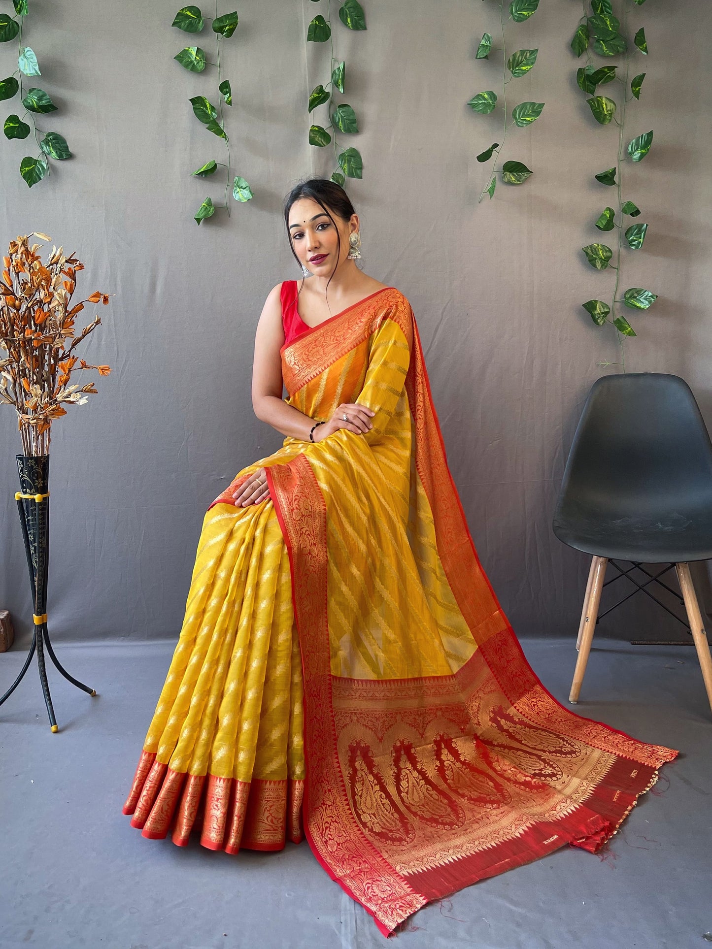 Charming Organza Yellow Color Saree