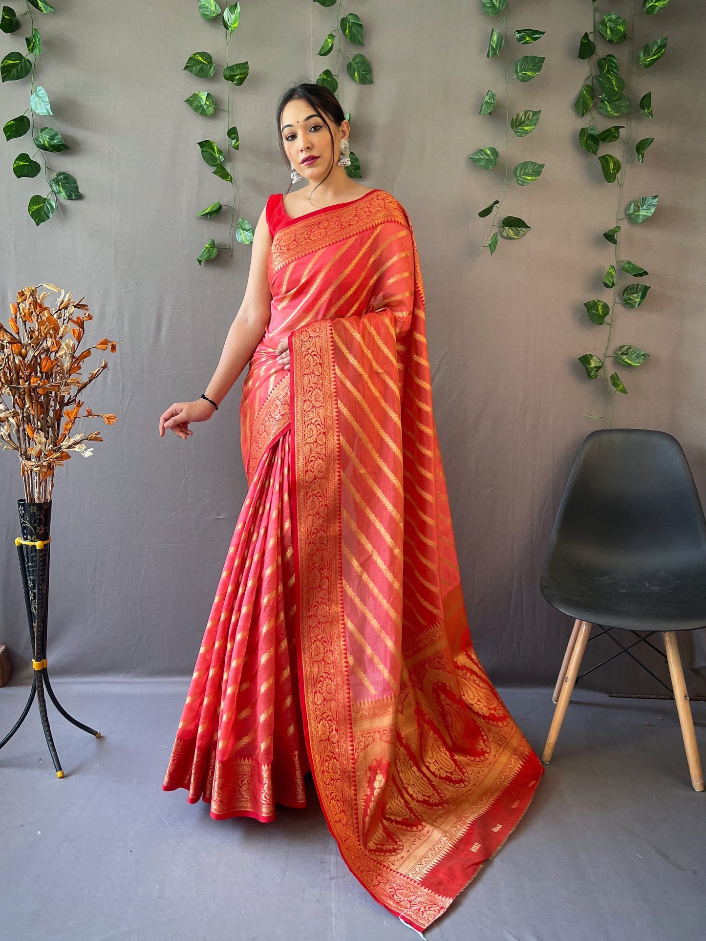 Charming Organza Red Color Saree