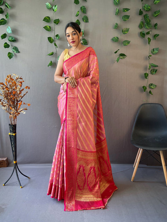 Charming Organza Pink Color Saree