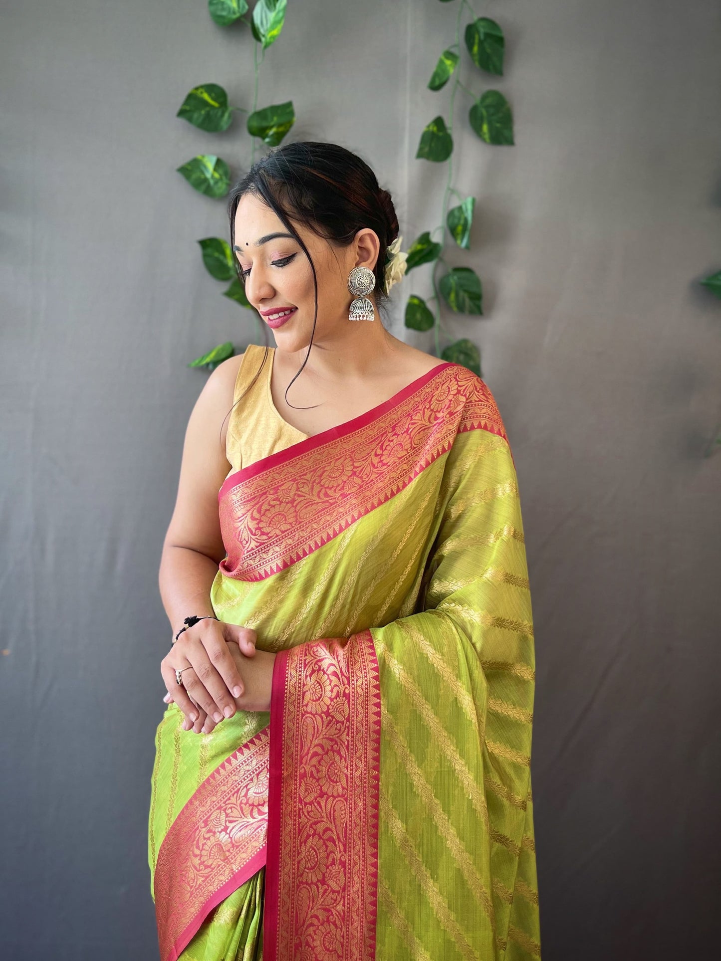 Charming Organza Perrot Color Saree