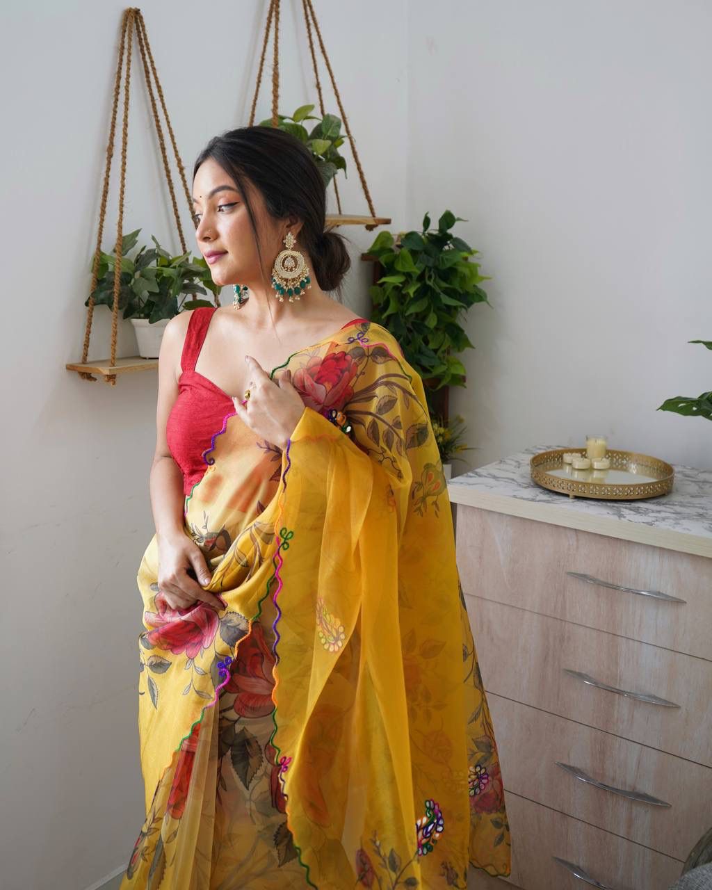 Exotic Organza Silk Haldi Wear Yellow Color Saree