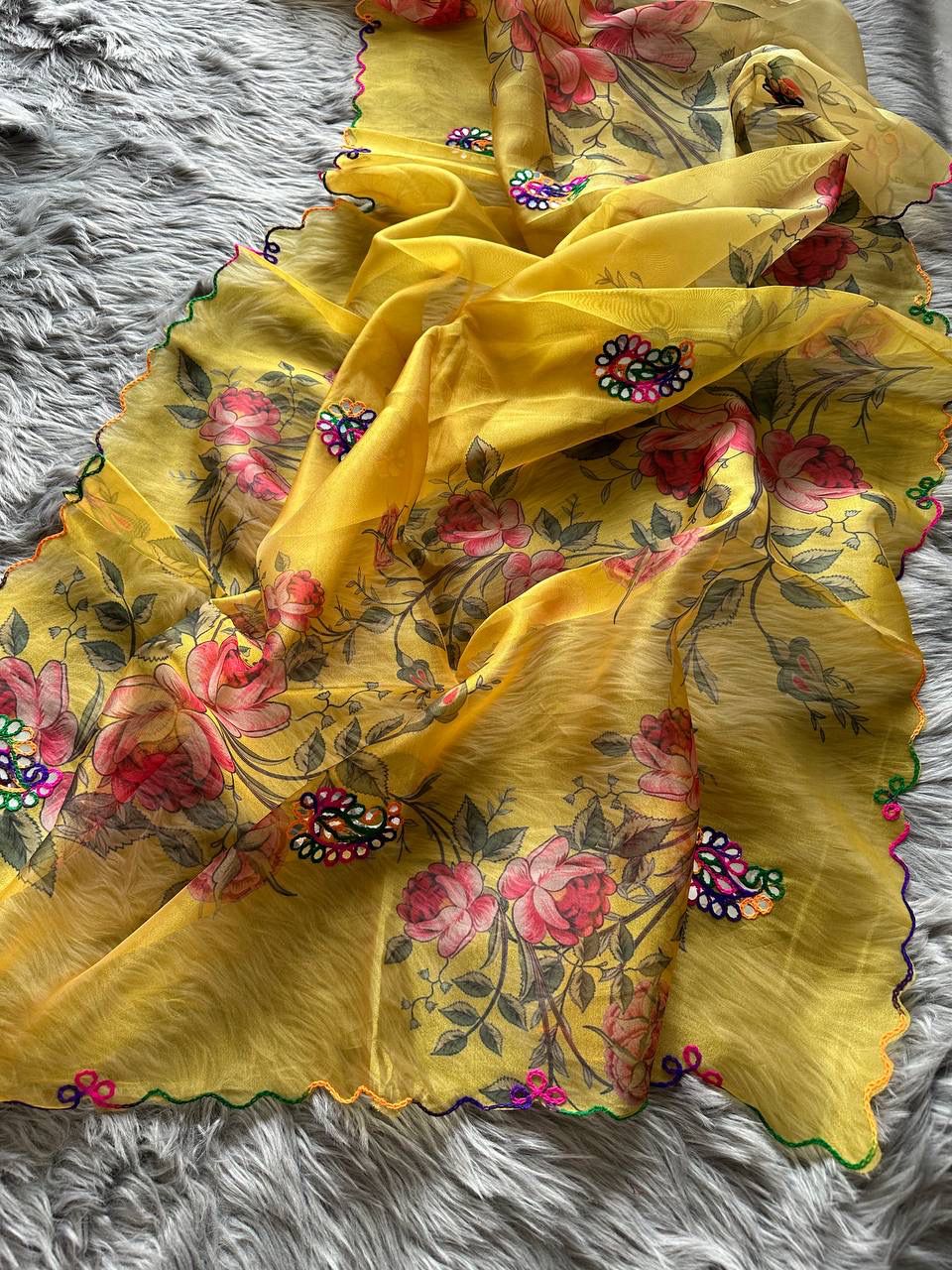 Exotic Organza Silk Haldi Wear Yellow Color Saree