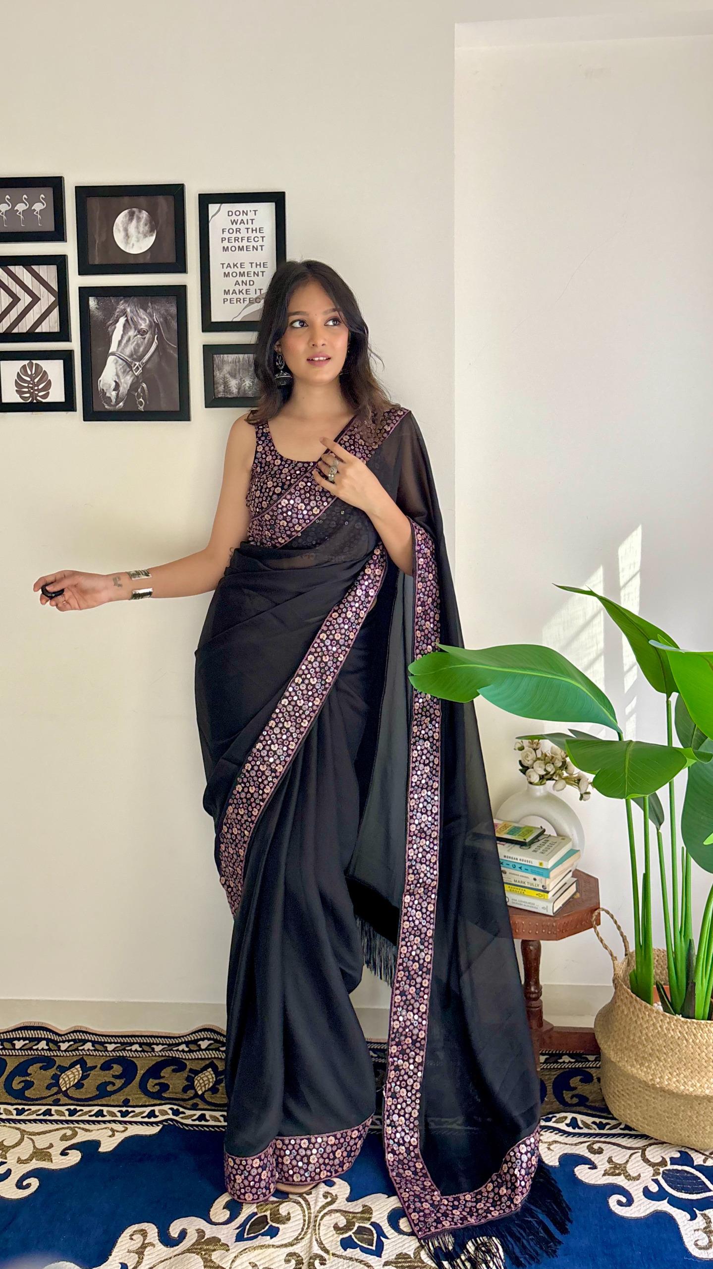 Adorable Rangoli Silk Black Color Saree