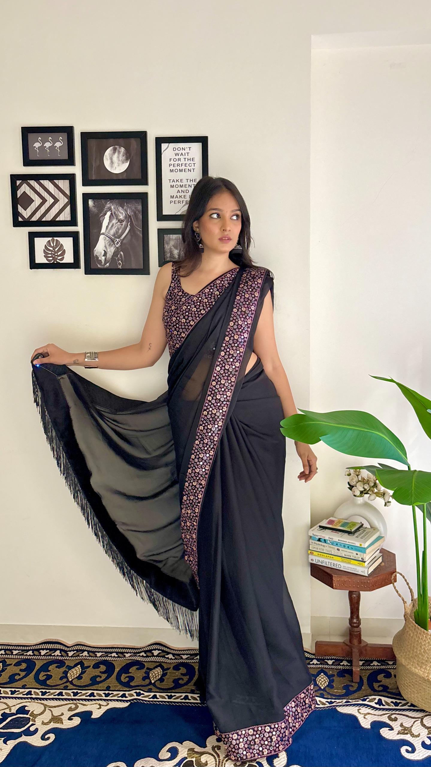 Adorable Rangoli Silk Black Color Saree