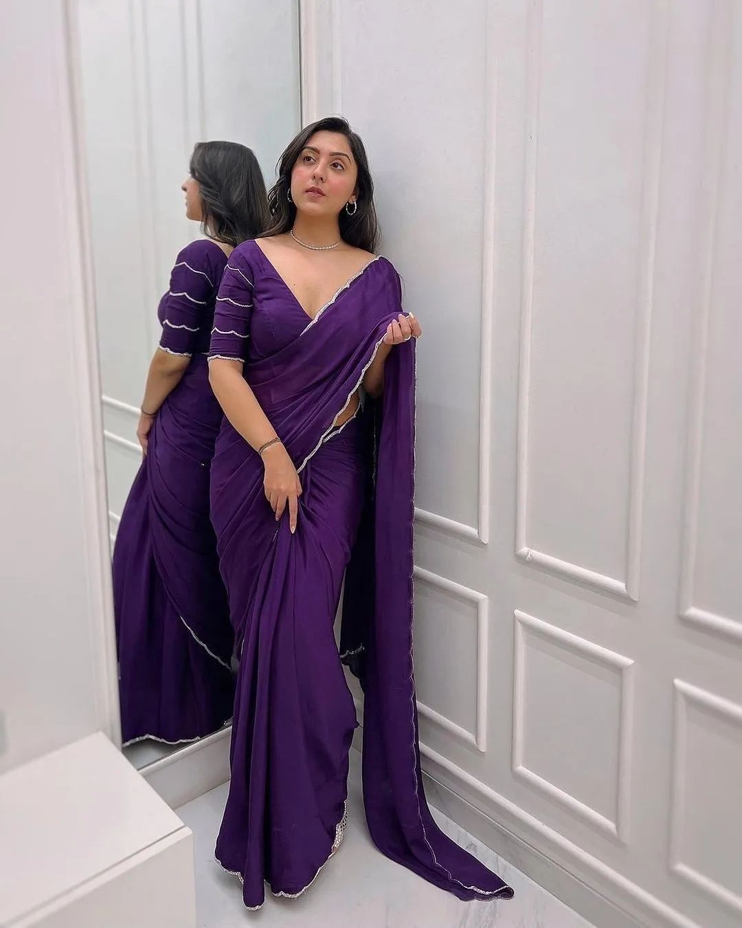 Superhit Georgette Silk Purple Color Saree