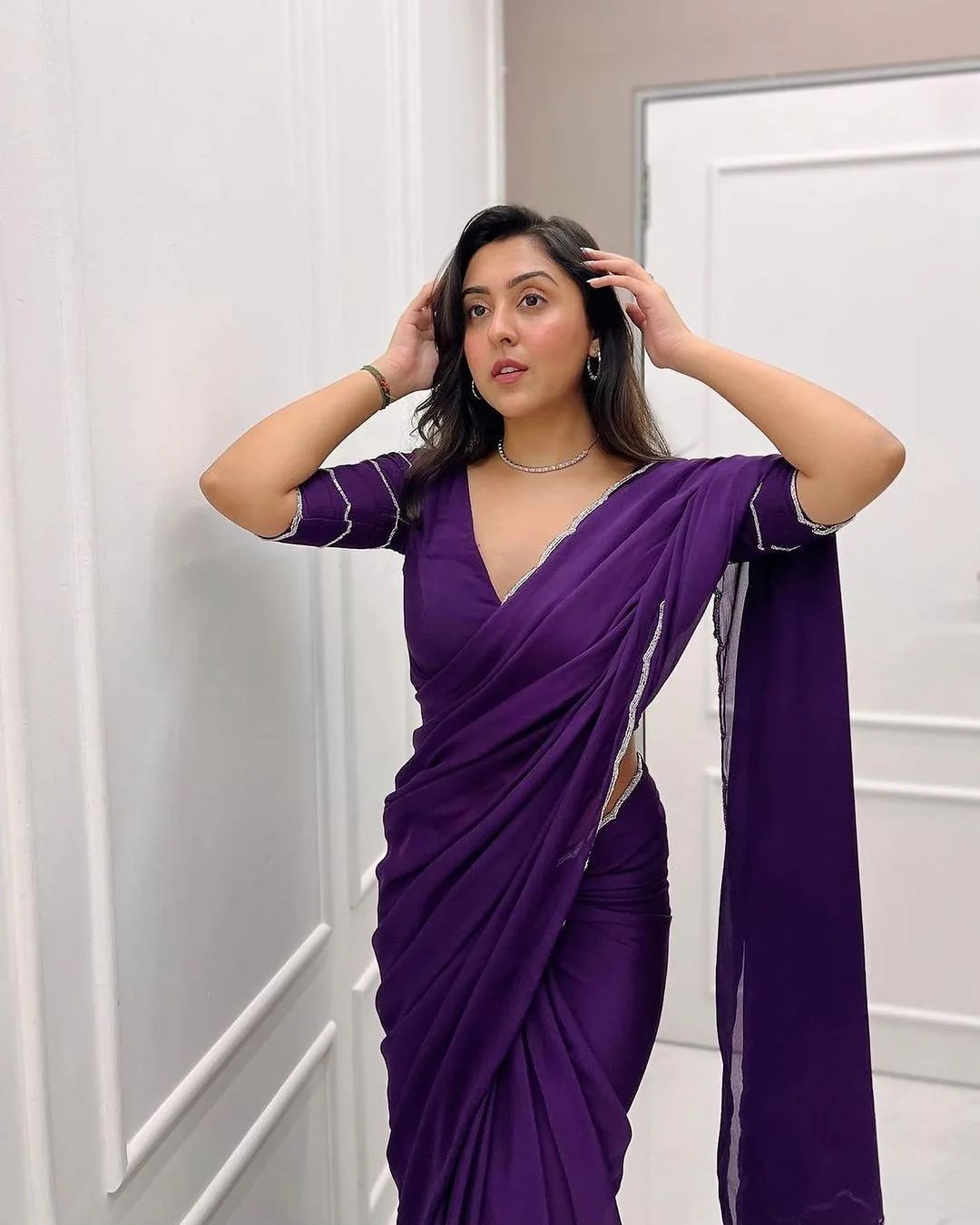 Superhit Georgette Silk Purple Color Saree