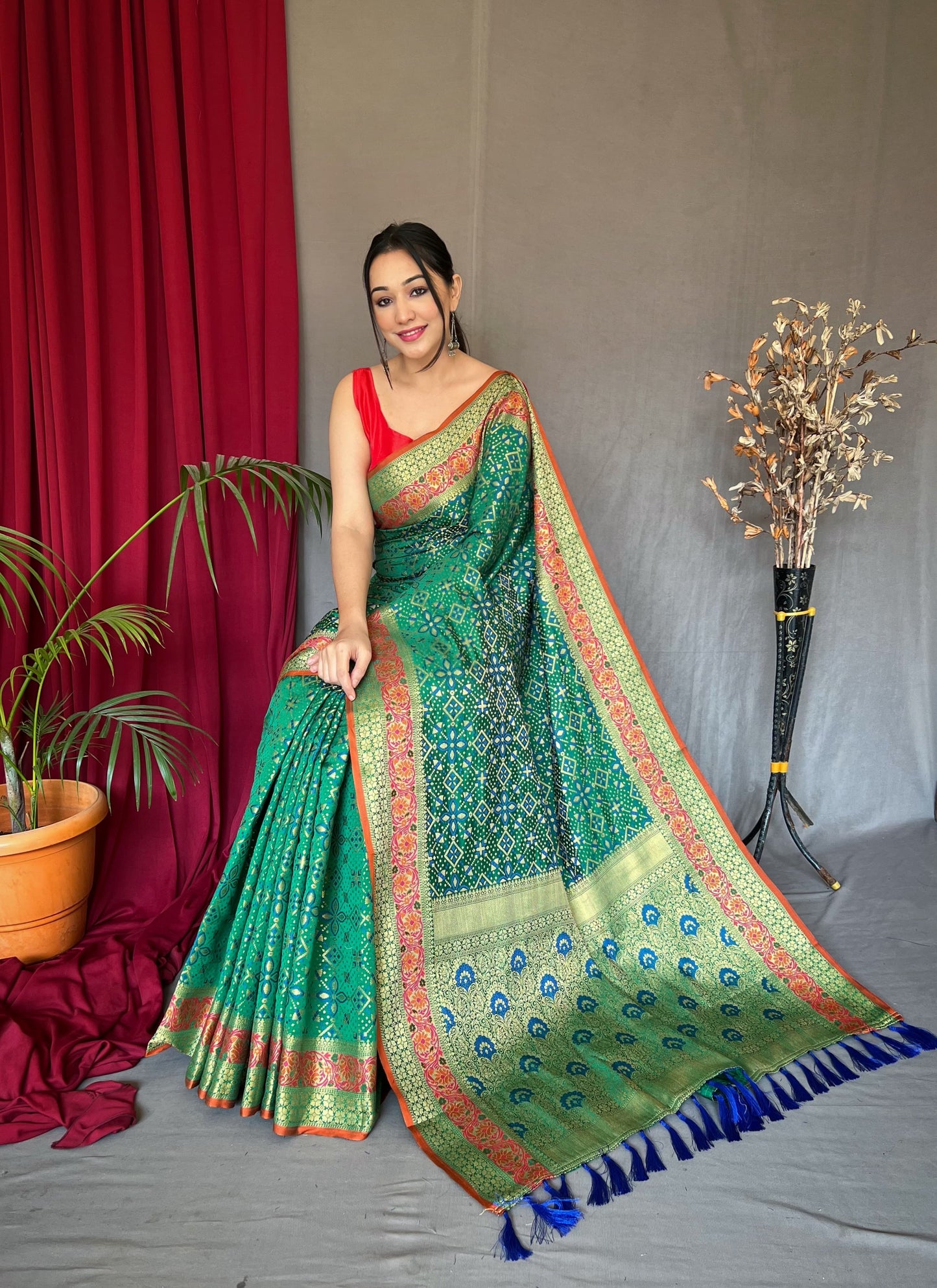 Precious Patola Silk Green Color Saree