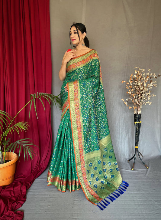 Precious Patola Silk Green Color Saree