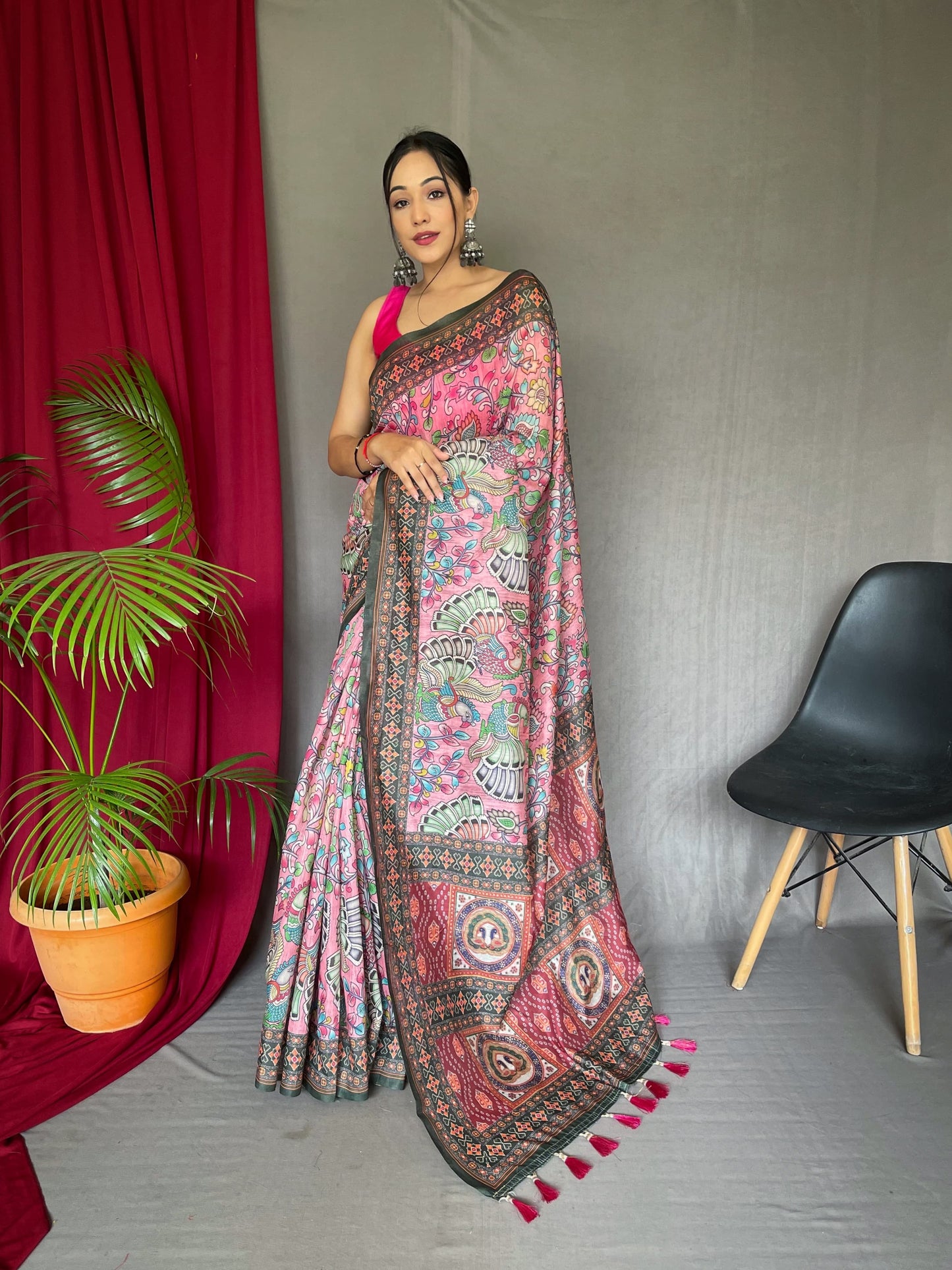 Peaceful Cotton Digital Printed Pink Color Saree