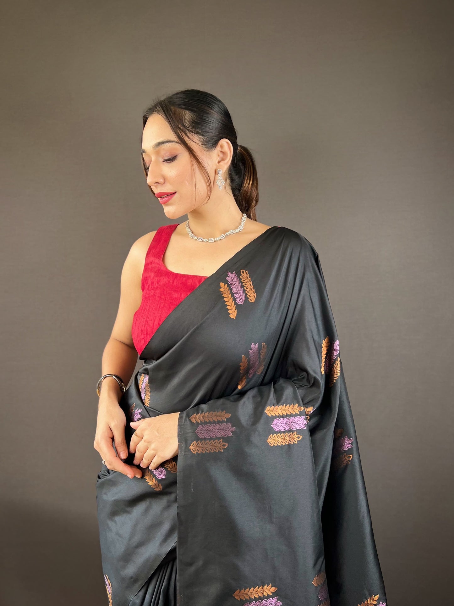 Outstanding Cotton Black Color Saree